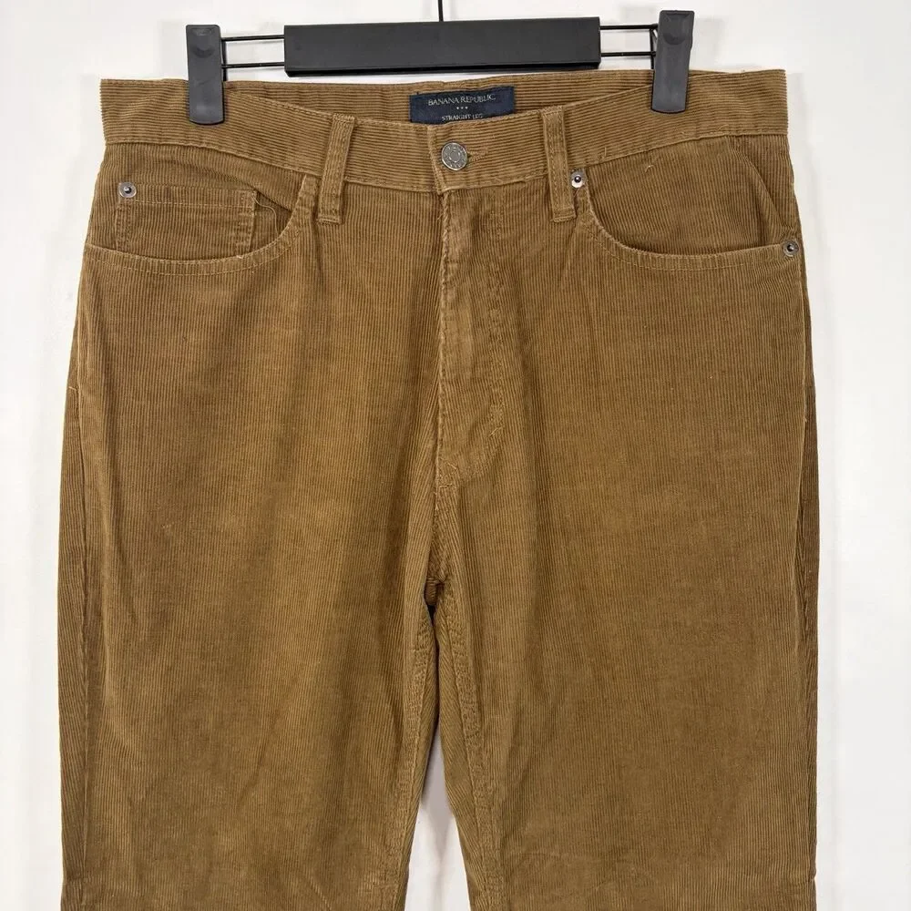 Banana Republic Straight Leg Corduroy Pants Men 32x34 (31x33 Actual) Light Brown